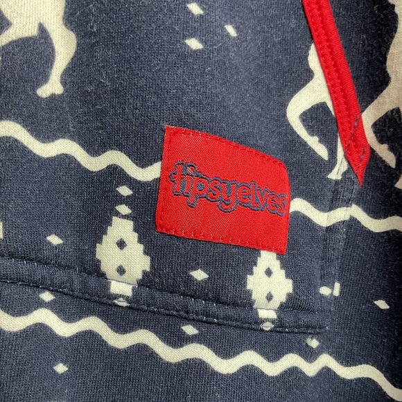 Tipsyelves Unisex Hooded Jumpsuit with Pockets Reindeer Fair Isle Full Zip XL - Picture 7 of 12